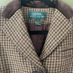 Lauren Ralph Lauren Brown Checkered Tweed Blazer